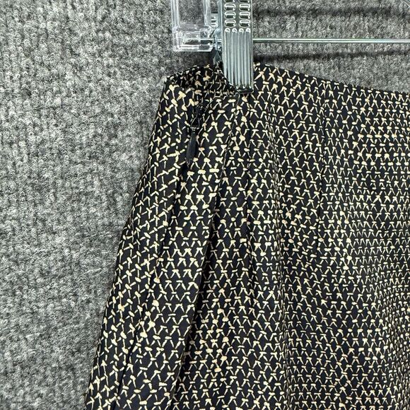 Dana Buchman Silk Dress Pants Women 14 Black Print High Rise Straight Artsy - Picture 6 of 12